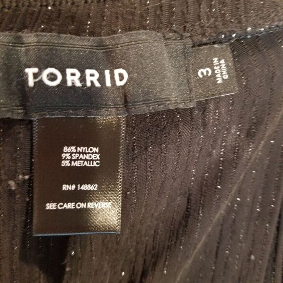 Torrid Women plus Black Lurex  Wide Leg Pants Size 3X Evening Party Event - Picture 5 of 5